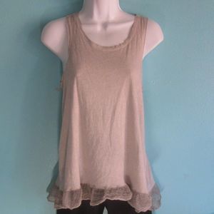 Q Dorit Sharon Gray Cotton Tank Size M Silk Trim